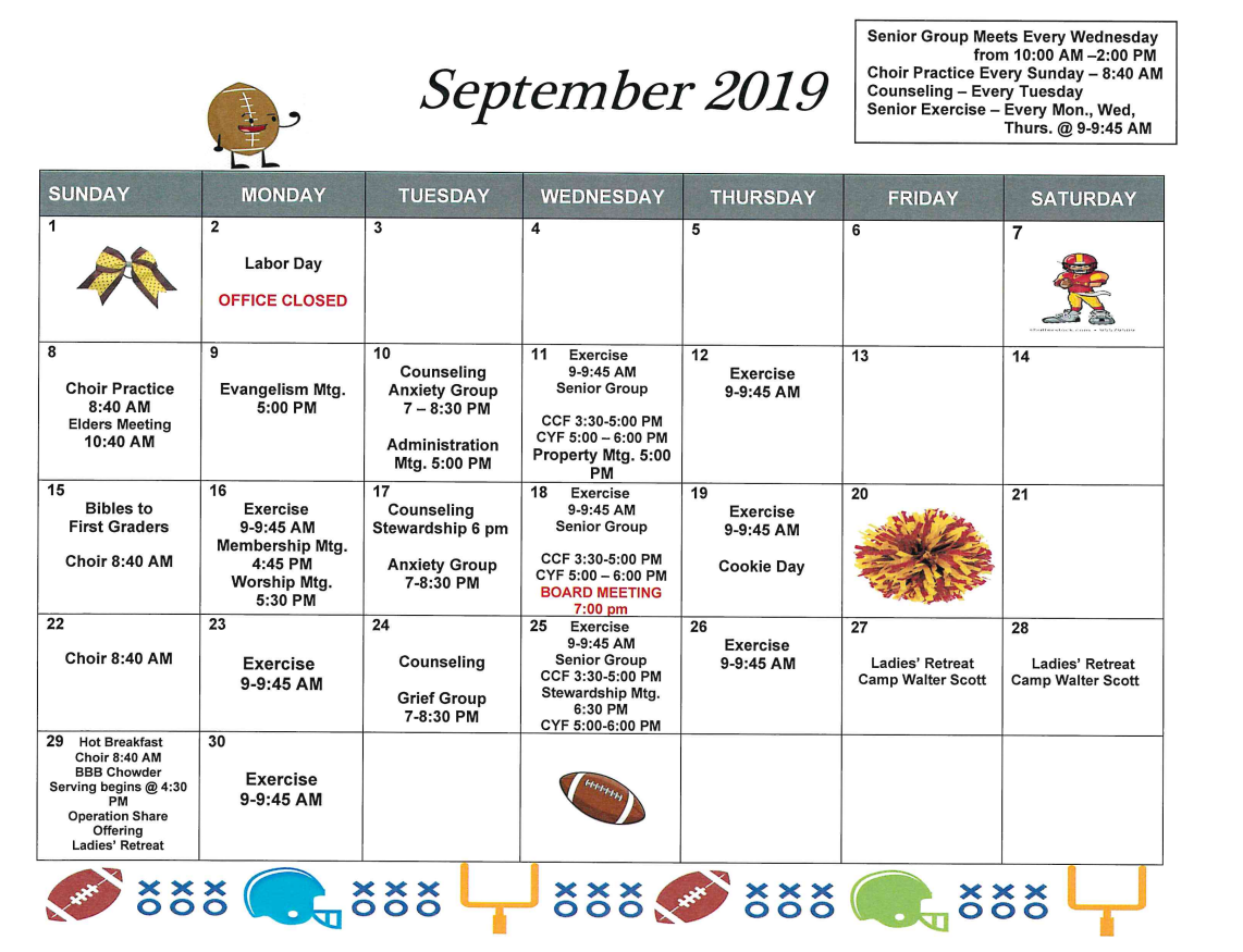Calendar First Christian Church (DOC) Mount Carmel